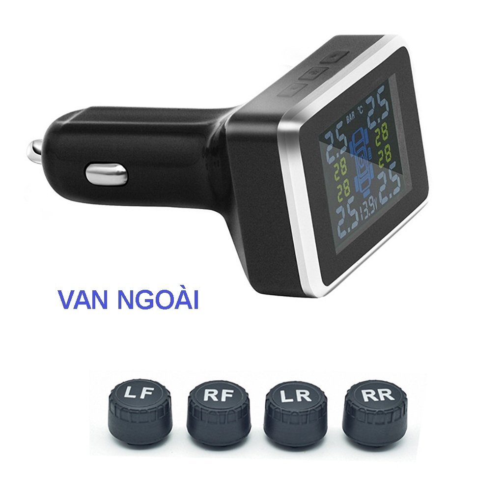 Cảm Biến Áp Suất Lốp Ô Tô, Cảm Biến Áp Suất Lốp Van Ngoài / Van Trong TPMS - Màn Hình sử dụng điện cắm chân tẩu