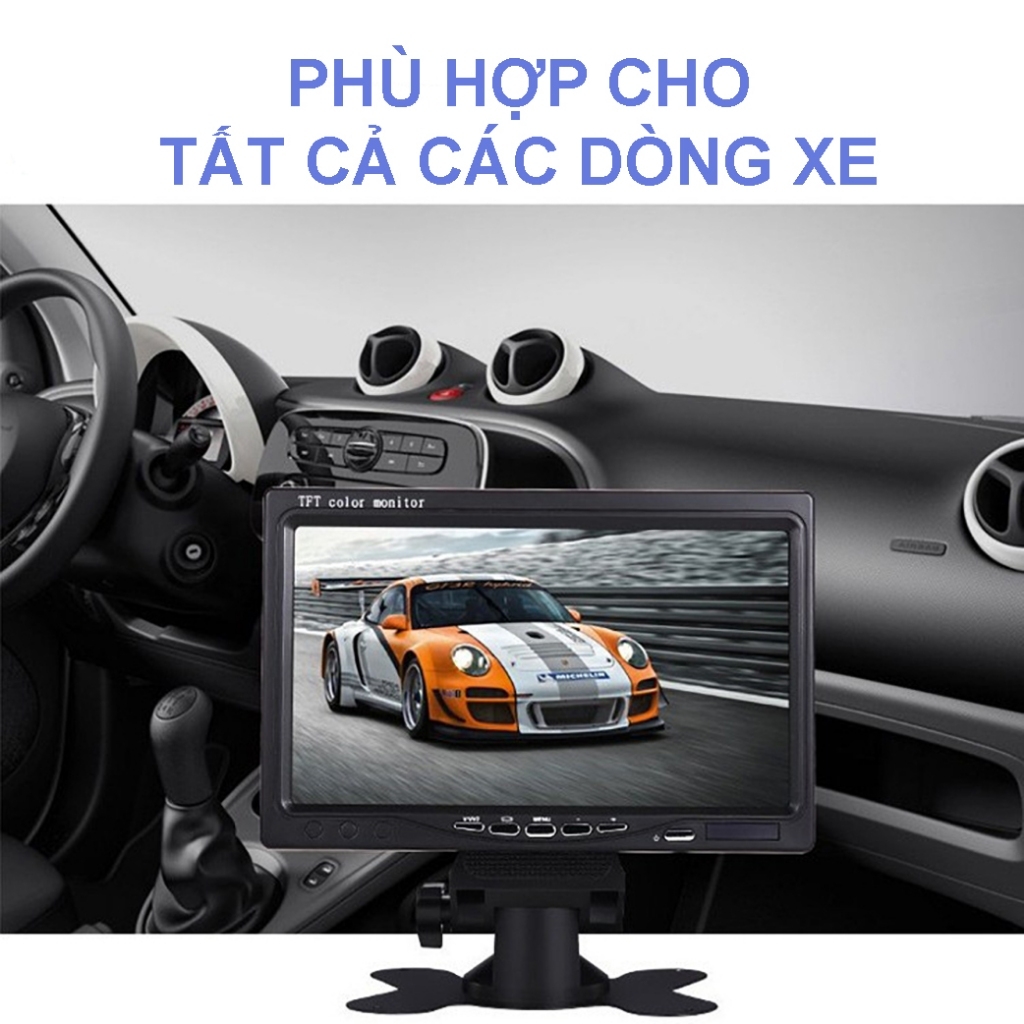 Màn hình 7 inch và camera lùi cho xe tải 12-24V lắp cho xe công trình , ô tô, máy xúc, cẩu nguồn cắm tẩu
