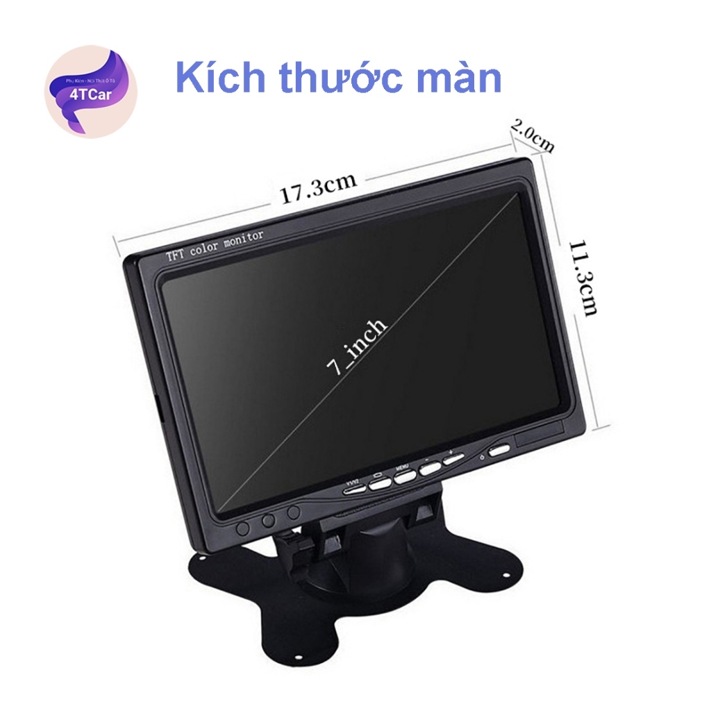 Màn hình 7 inch và camera lùi cho xe tải 12-24V lắp cho xe công trình , ô tô, máy xúc, cẩu nguồn cắm tẩu