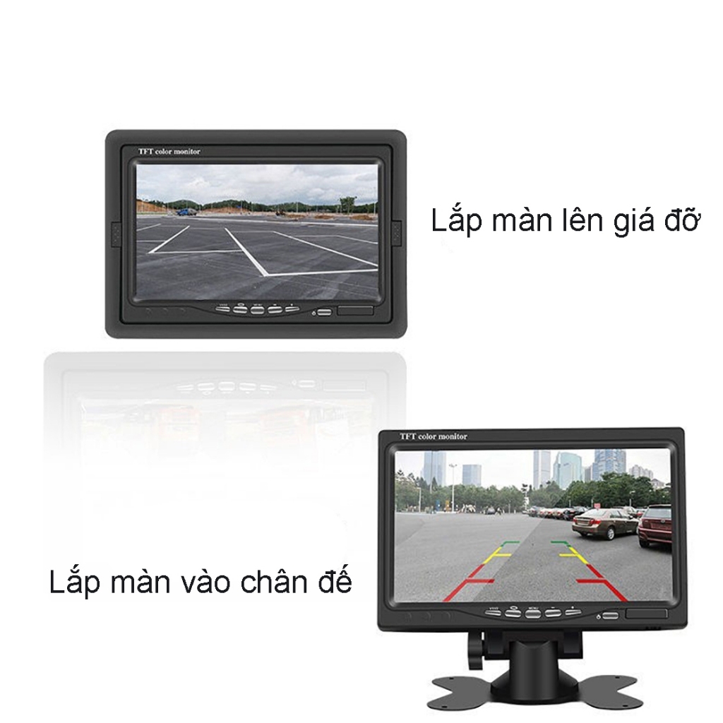Màn hình 7 inch và camera lùi cho xe tải 12-24V lắp cho xe công trình , ô tô, máy xúc, cẩu nguồn cắm tẩu