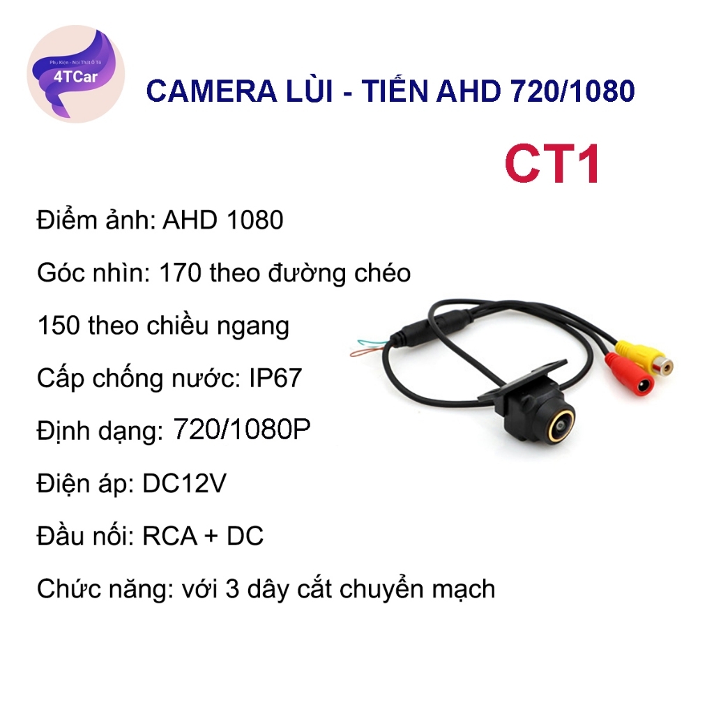Camera Lùi - Tiến 1080P siêu nét cho xe ô tô , camera  3 chế độ dùng cho màn android , màn thường, màn zin màn taplo