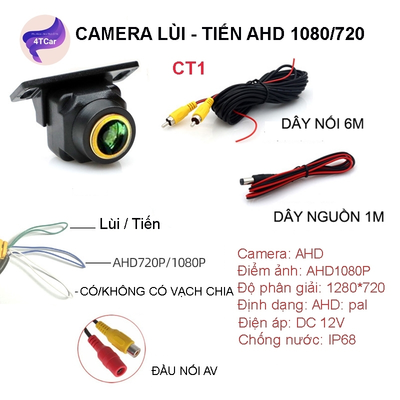 Camera Lùi - Tiến 1080P siêu nét cho xe ô tô , camera  3 chế độ dùng cho màn android , màn thường, màn zin màn taplo