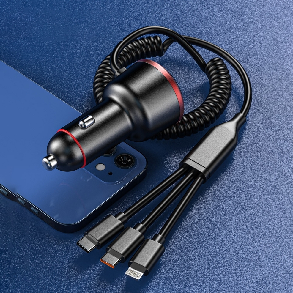 Tẩu sạc nhanh ô tô 360W , sạc siêu nhanh cắm tẩu âm nguồn 2 cổng USB và TYPE C phù hợp tất cả ô tô hàng chính hãng