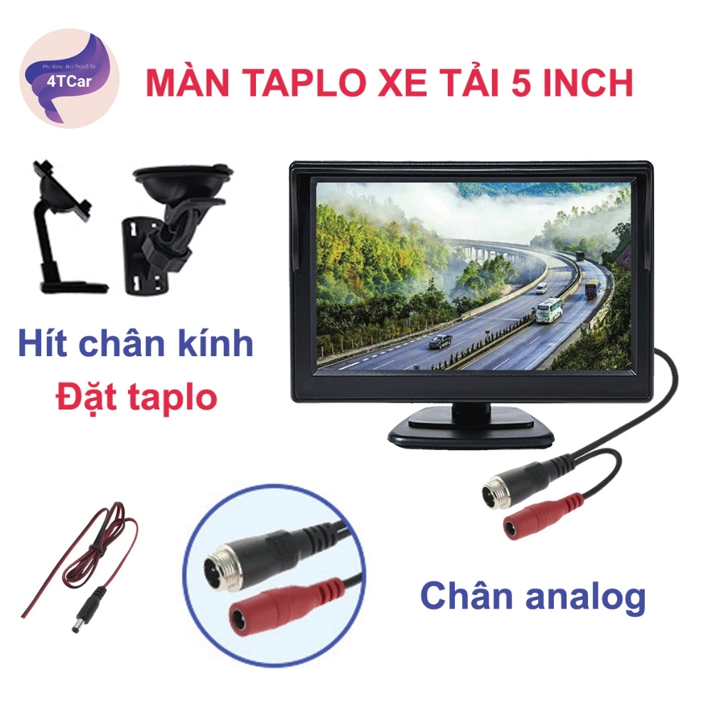 Màn taplo xe tải 5 inch để trên taplo hoặc treo kính cho xe ô tô, xe tải, xe đầu kéo màn hình DVD lắp cam lùi