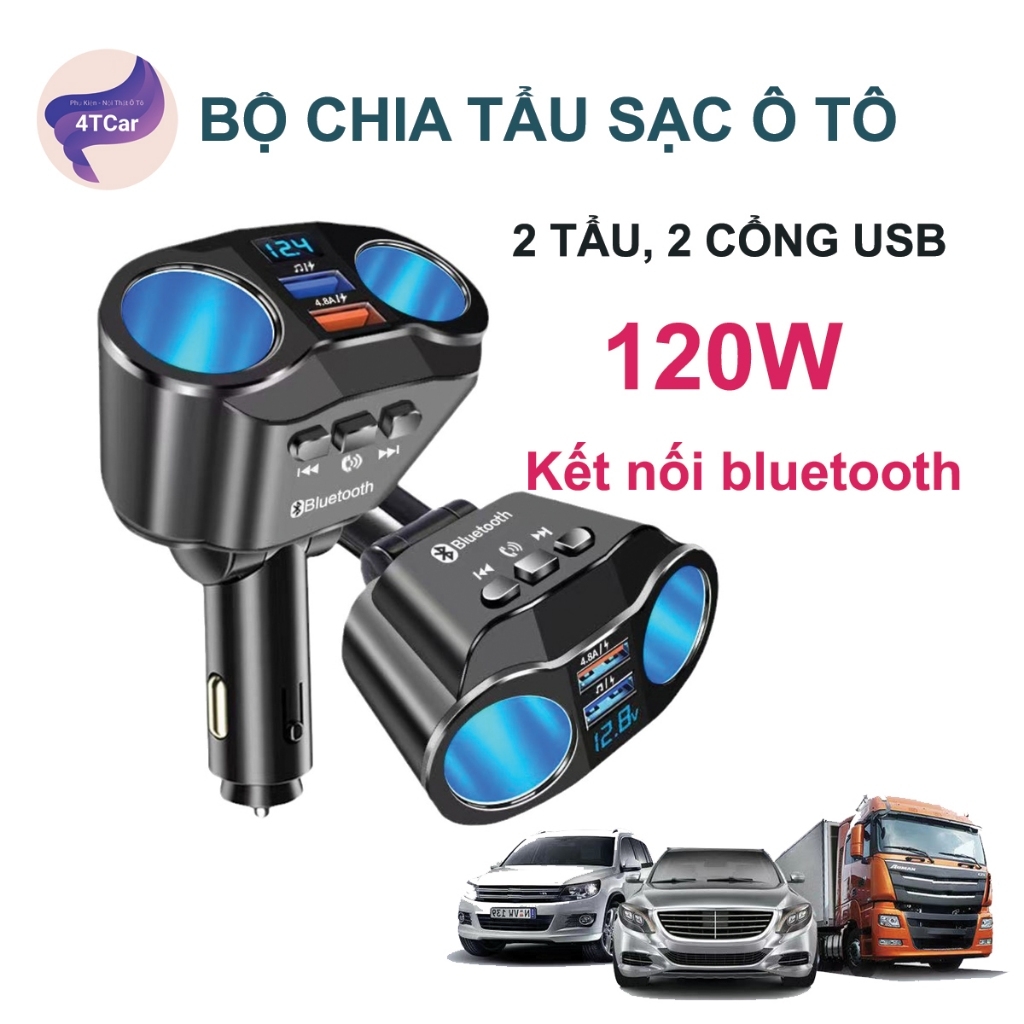 Tẩu Sạc Nhanh USB Type C PD QC3.0 120W Chuyên Dụng Cho Xe Hơi kết nối bluetooth