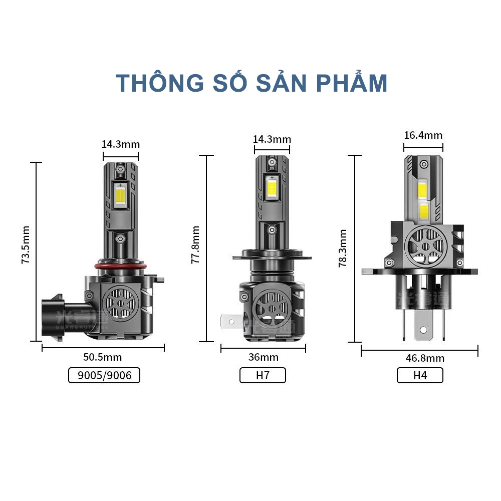 Bóng led mini H4 chân cắm thẳng điện 24V dùng cho xe tải