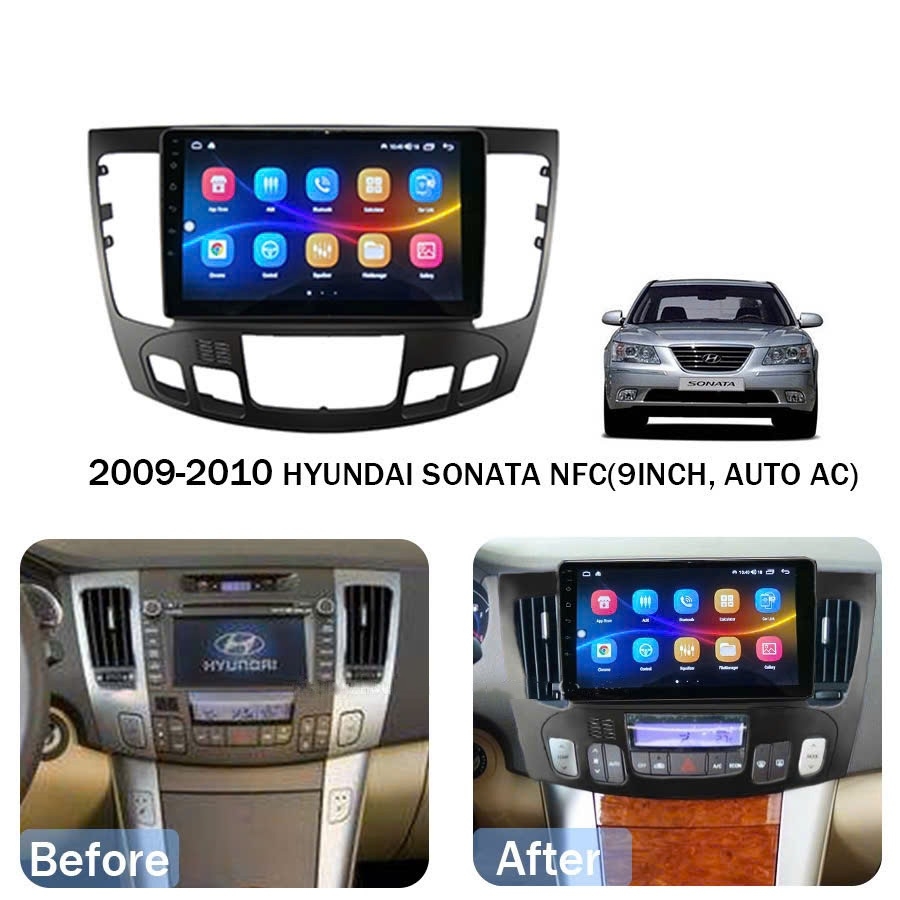 Mặt dưỡng Huyndai Sonata 2008 - 2010 điều hòa tự động lắp màn android 9 inch