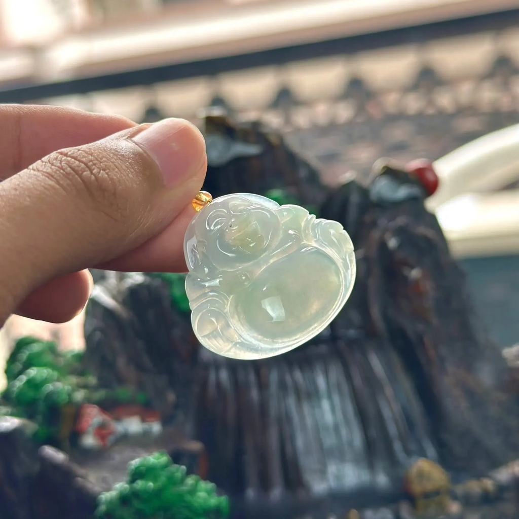 Mặt Phật Di Lạc Nếp Băng Trắng 03