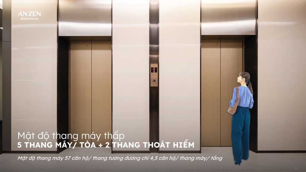 Mật độ thang máy của An Zen Residences thấp hơn rất nhiều so với các dự án chung cư giá rẻ hiện nay