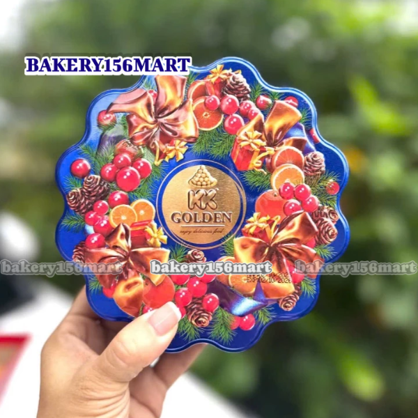 BÁNH KẸO TẾT Socola KK Golden hộp thiếc 88g thiết kế hình vòng nguyệt quế -  {{store}}