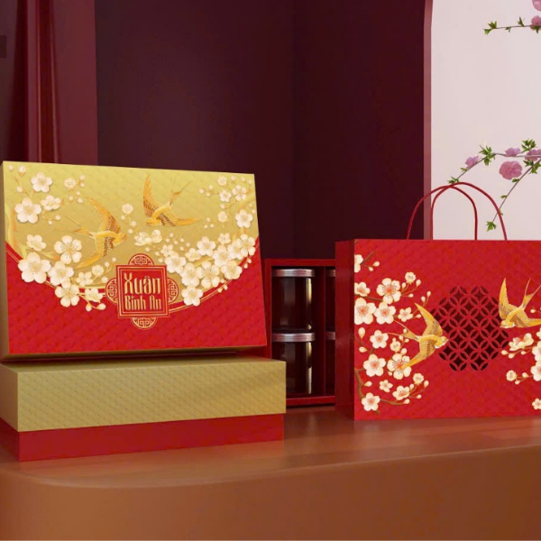 Combo 5 hộp đựng quà tết 3 Hũ 6 Hũ 500ml – Hộp Đựng Mứt Tết – Không Kèm Hũ - {{store}}