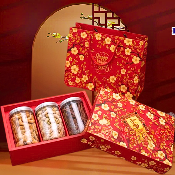 Combo 5 hộp đựng quà tết 3 Hũ 6 Hũ 500ml – Hộp Đựng Mứt Tết – Không Kèm Hũ - {{store}}