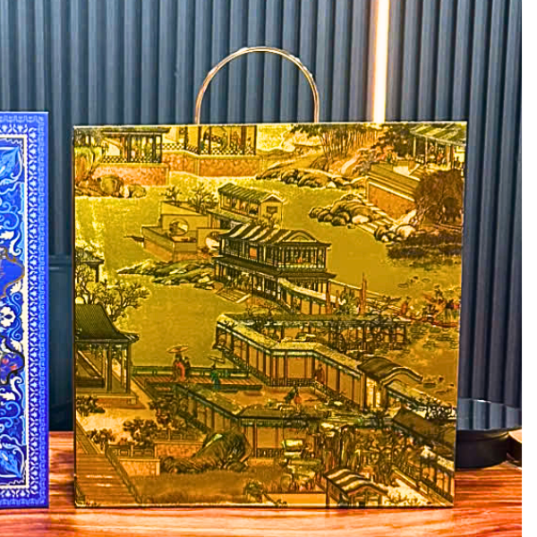 Hộp đựng quà tết cứng 36x36x10cm cao cấp -Khai Phúc Xanh/ Cung đình -  {{store}}