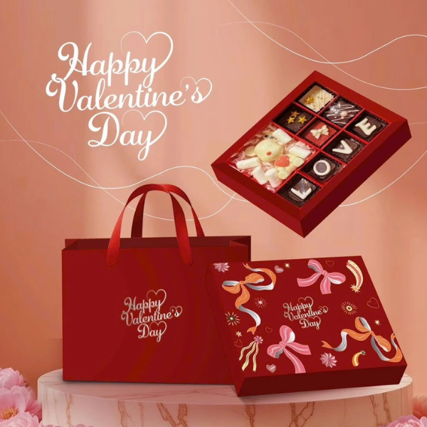 Set 5 Hộp giấy đựng socola Valentine 9v 12v – Hộp quà tặng người yêu sang trọng - {{store}}