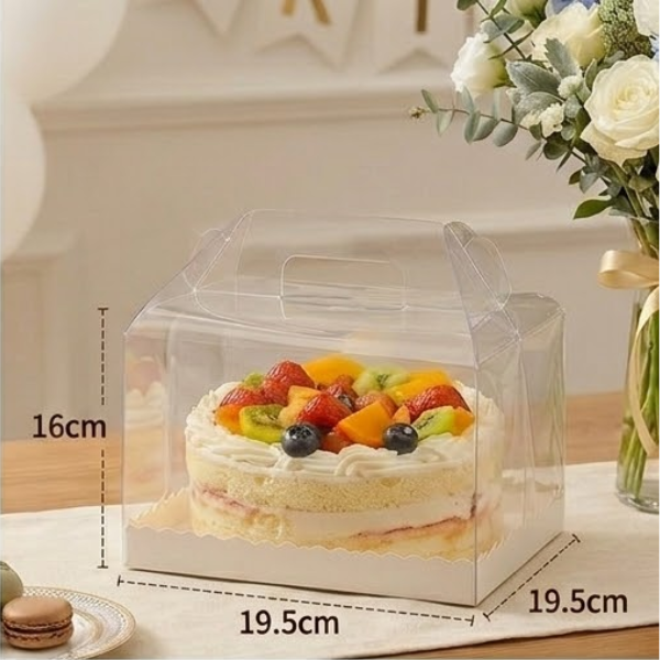 Combo 5-10 Hộp Đựng Bánh Kem Trong Suốt Quai Xách Tiện Lợi, Đế  lót ren Cho Tiệm Bánh Handmade {{store}}