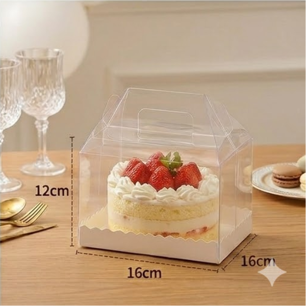 Combo 5-10 Hộp Đựng Bánh Kem Trong Suốt Quai Xách Tiện Lợi, Đế  lót ren Cho Tiệm Bánh Handmade {{store}}