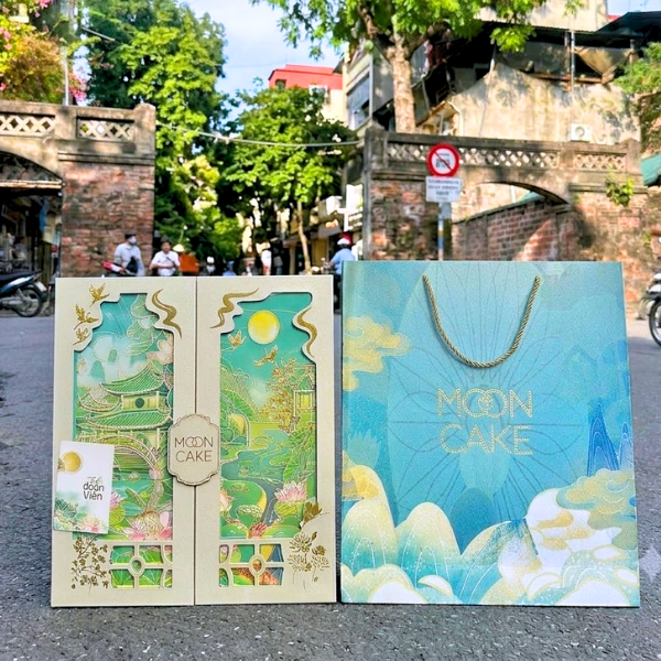 Hộp Trung Thu Ngọc Cảnh Liên Thu 4 Bánh Trà | 6 Bánh Cao Cấp | Hộp Cứng Gấp Gọn - {{store}}
