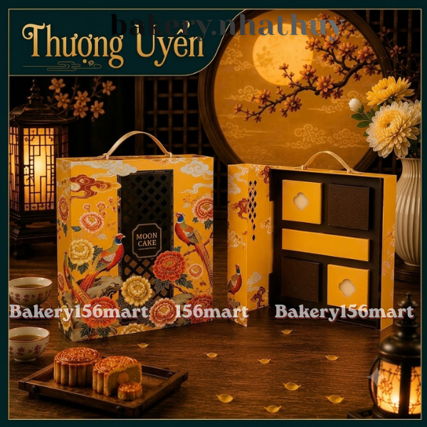 BST Hộp Trung Thu Cao Cấp Thượng Uyển | Hạc Gấm Thêu 4 Bánh Trà | 6 Bánh 150g-250g - {{store}}