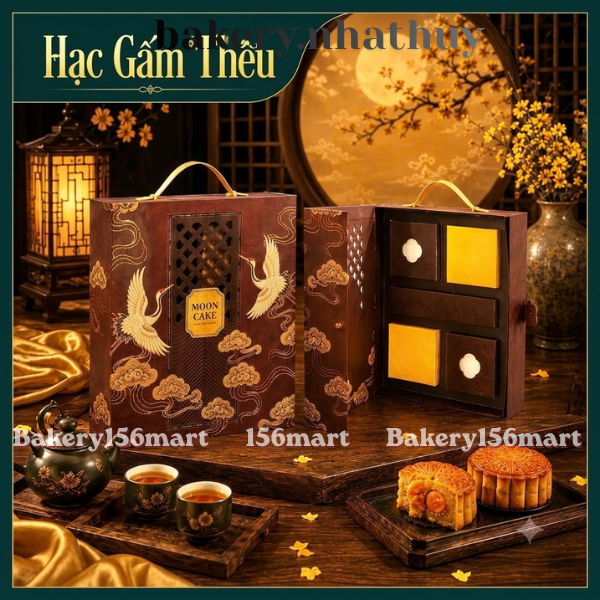 BST Hộp Trung Thu Cao Cấp Thượng Uyển | Hạc Gấm Thêu 4 Bánh Trà | 6 Bánh 150g-250g - {{store}}