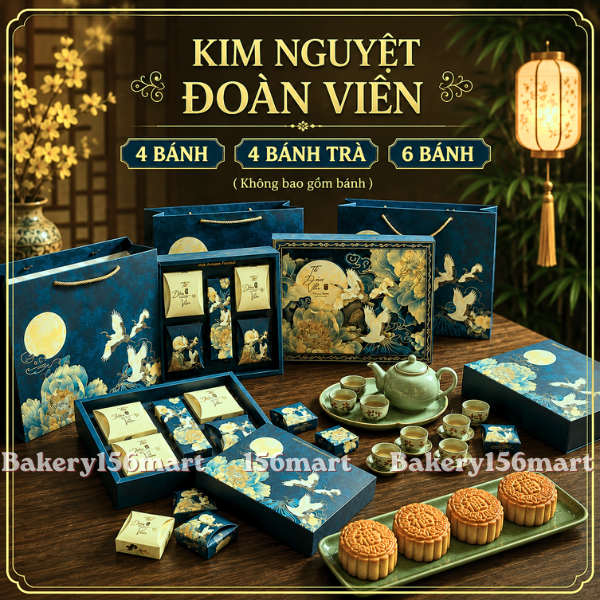BST Hộp trung thu 4 Bánh / 4 Bánh Trà / 6 Bánh 150g-250g - KIM NGUYỆT ĐOÀN VIÊN - {{store}}