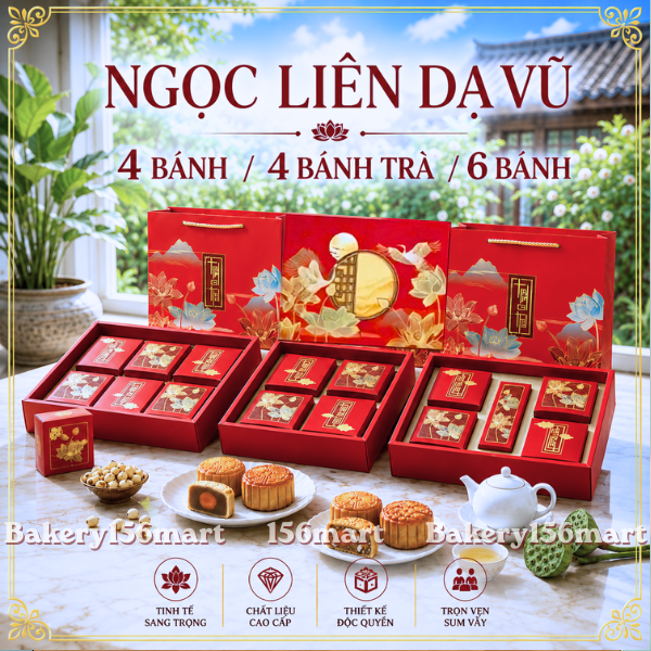 BST Hộp trung thu 4 Bánh / 4 Bánh Trà / 6 Bánh 150g-250g - NGỌC LIÊN DẠ VŨ - {{store}}