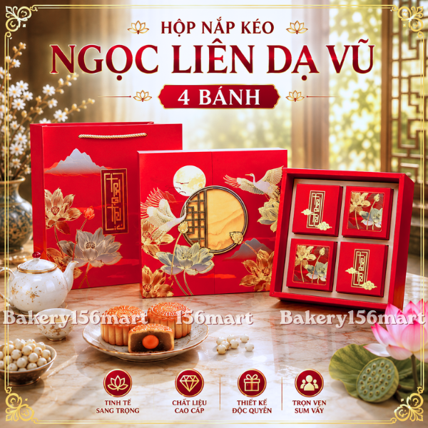 BST Hộp trung thu 4 Bánh / 4 Bánh Trà / 6 Bánh 150g-250g - NGỌC LIÊN DẠ VŨ - {{store}}