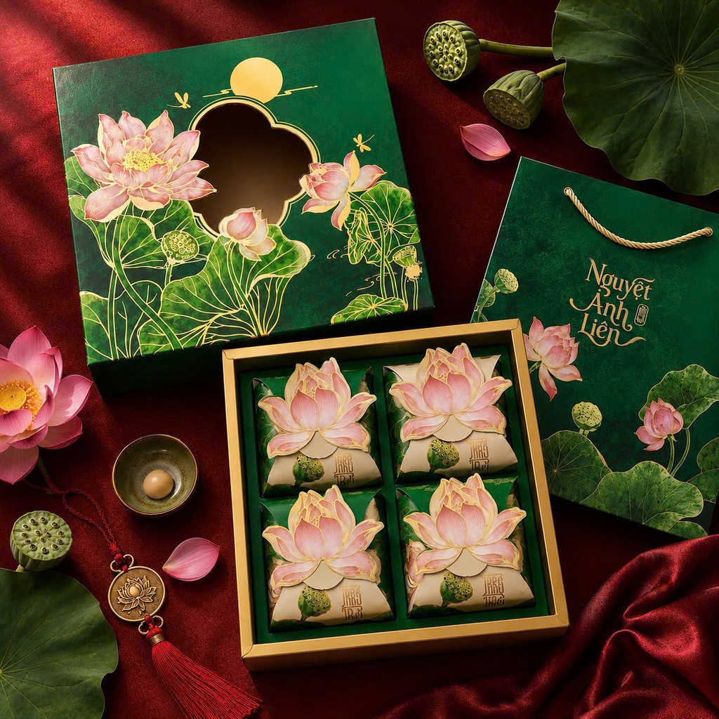 Vỏ Hộp Trung Thu 4 bánh 150g- 250g - NGUYỆT ẢNH LIÊN -   {{store}}