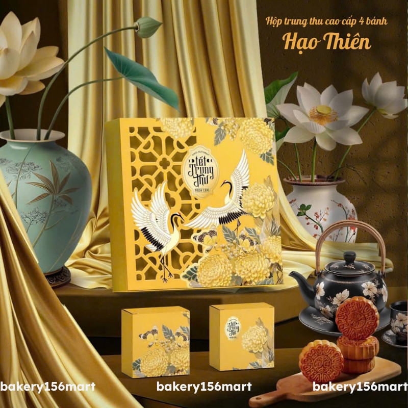 Mới 2025 Hộp trung thu 4 bánh Hạo Thiên ( NHẬN IN LOGO , GIÁ TẬN XƯỞNG)
