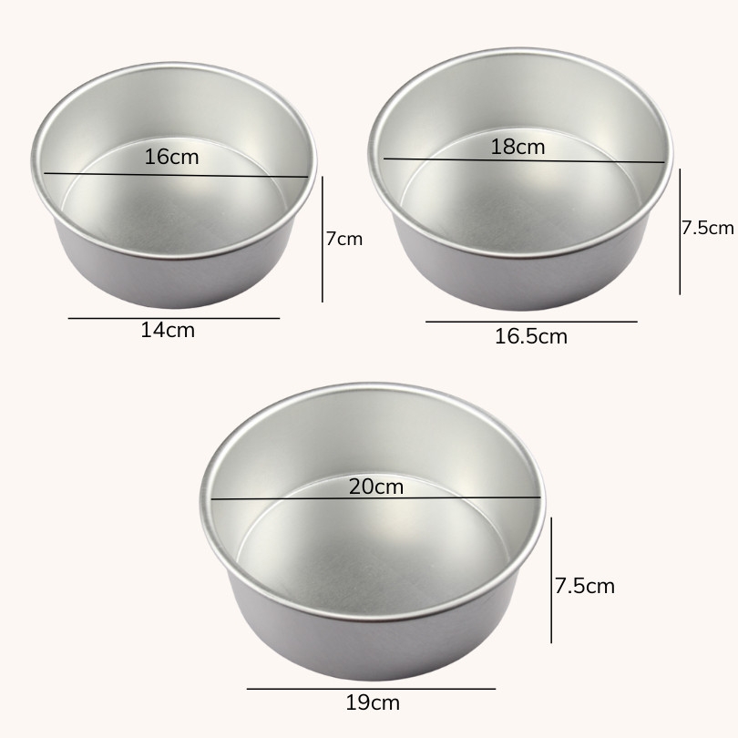 Khuôn Tròn Đế Liền Nhôm đúc 16cm/18cm/20cm Nướng bánh bông lan