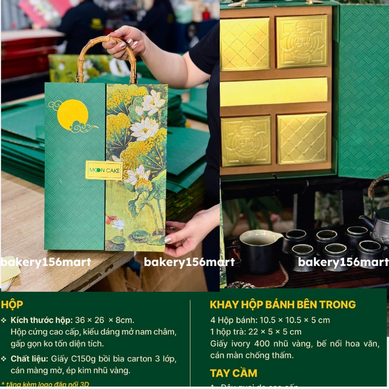 Hộp trung thu Liên Hoa quai trúc -  4 bánh trà / 6 bánh