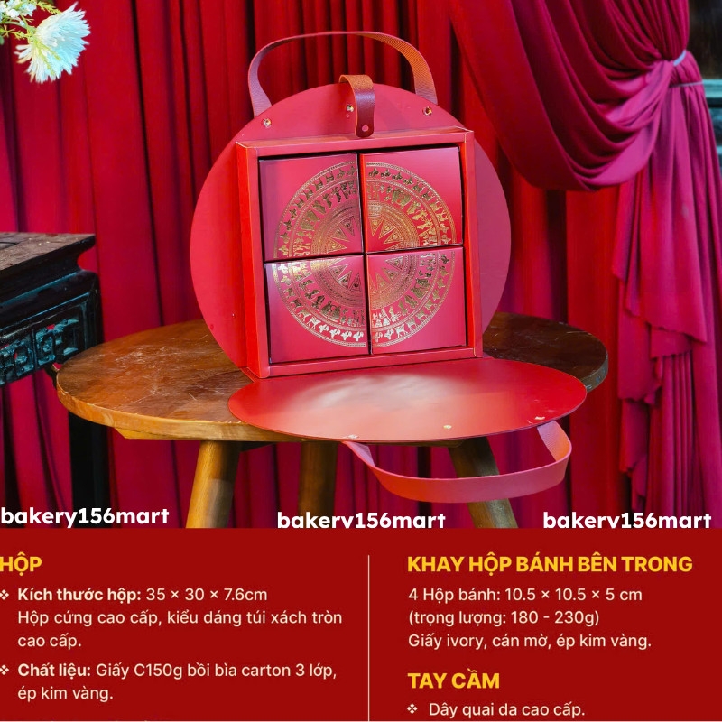 Hộp trung thu TRỐNG ĐỒNG 4 bánh