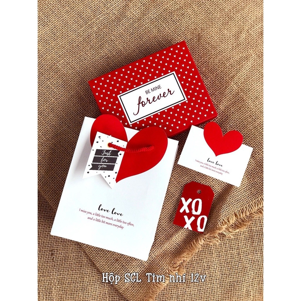 FULL BỘ TÚI HỘP TAG VALENTINE (CHƯA KÈM THIỆP) ĐỰNG SOCOLA/CHOCOLATE  9, 12, 16 & 24 VIÊN