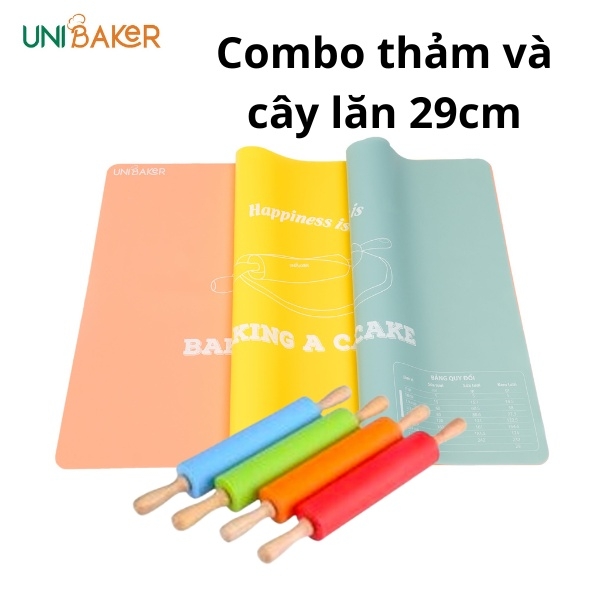 Thảm nhào bột Unibaker 40x50cm  và cây lăn bột