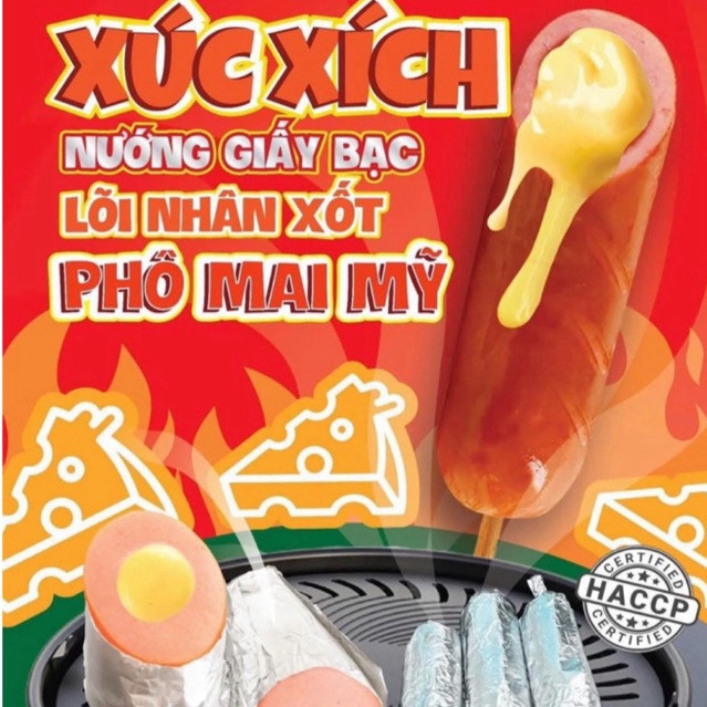 XÚC XÍCH NƯỚNG GIẤY BẠC LÕI NHÂN XỐT PHÔ MAI MỸ 500G (10 cây)