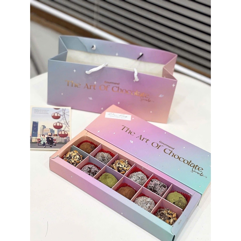 FULL BỘ TÚI HỘP TAG VALENTINE (CHƯA KÈM THIỆP) ĐỰNG SOCOLA/CHOCOLATE  9, 12, 16 & 24 VIÊN