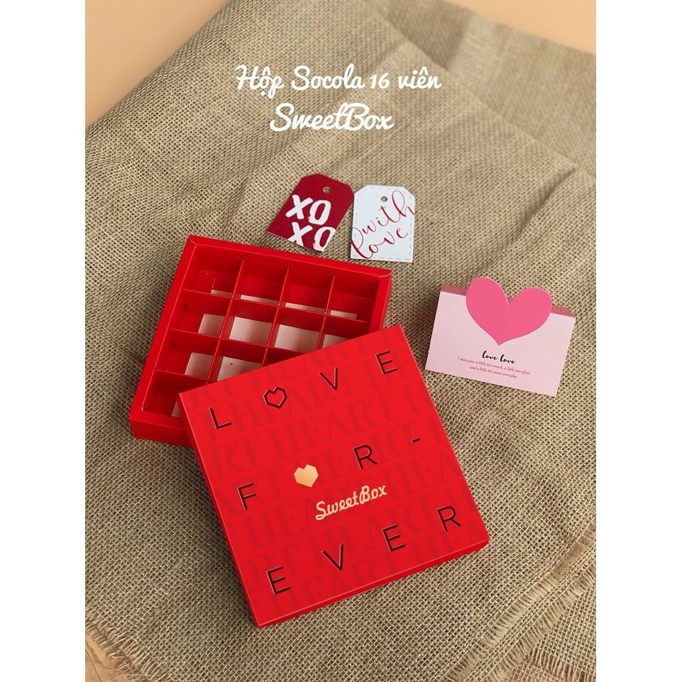 FULL BỘ TÚI HỘP TAG VALENTINE (CHƯA KÈM THIỆP) ĐỰNG SOCOLA/CHOCOLATE  9, 12, 16 & 24 VIÊN