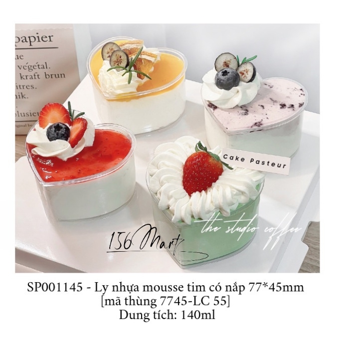 Set 50c Ly Tim Có Nắp Đựng Mousse, Tiramisu, Panna Cotta LC-7745