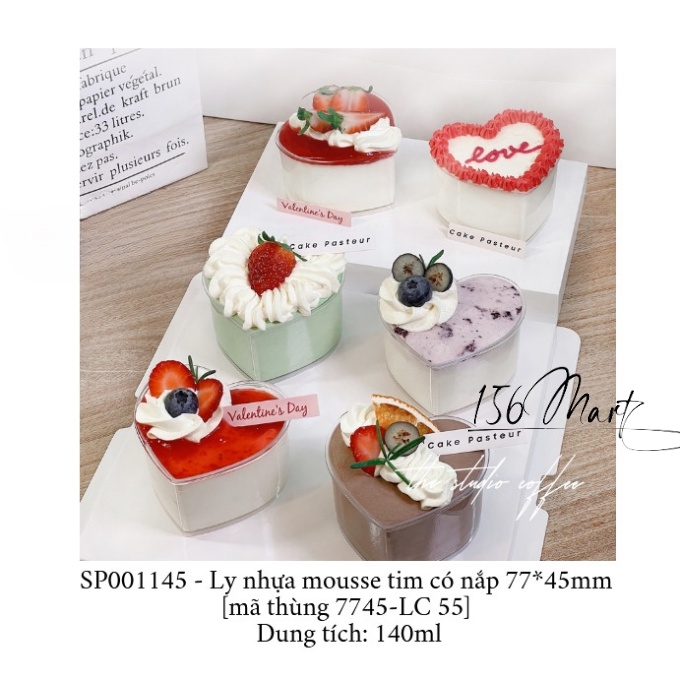 Set 50c Ly Tim Có Nắp Đựng Mousse, Tiramisu, Panna Cotta LC-7745