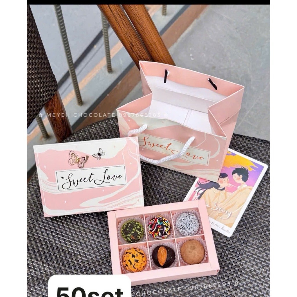 FULL BỘ TÚI HỘP TAG VALENTINE (CHƯA KÈM THIỆP) ĐỰNG SOCOLA/CHOCOLATE  9, 12, 16 & 24 VIÊN