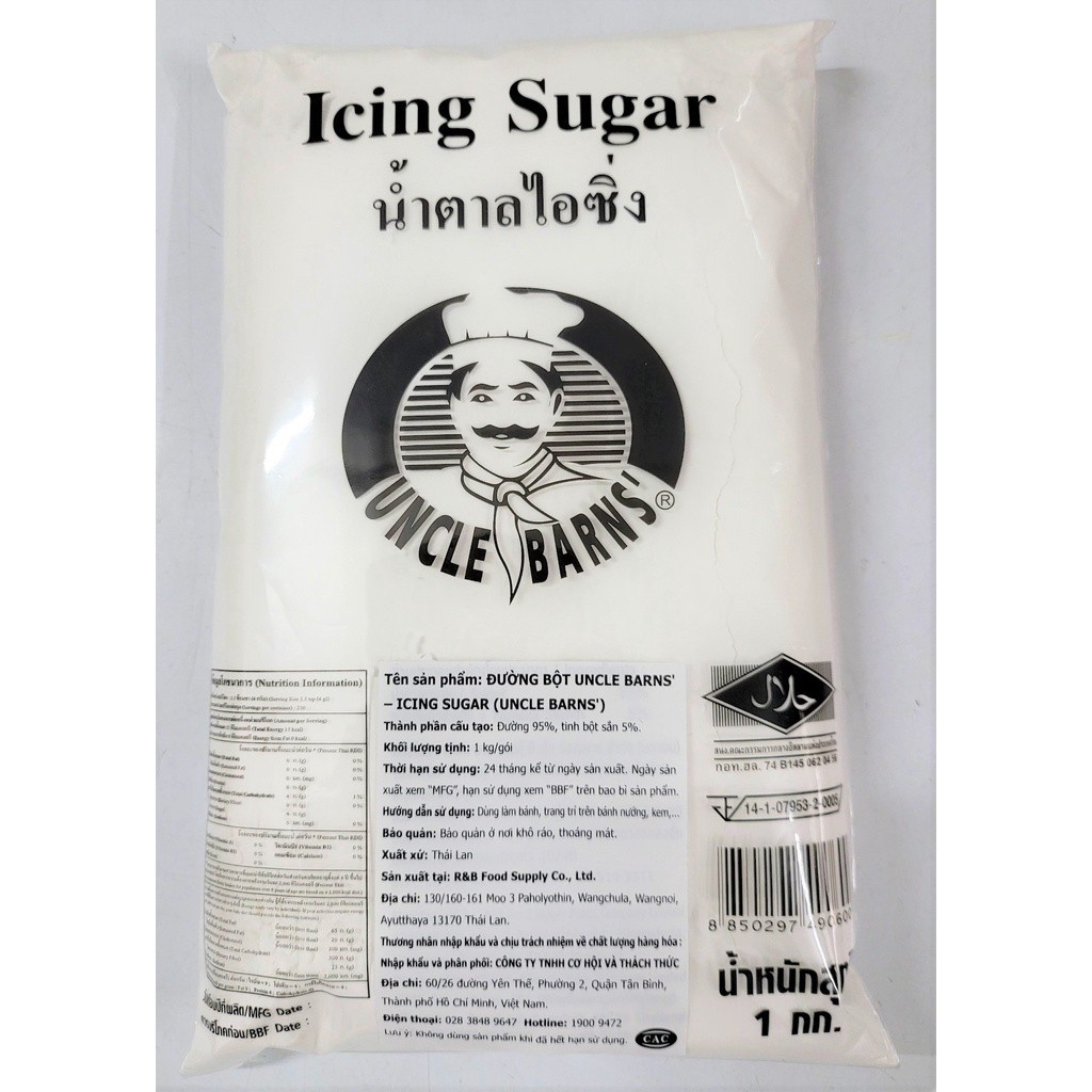 Đường bột / Đường tuyết phủ bánh [Thailand] UNCLE BARNS Icing Sugar (halal) 500g