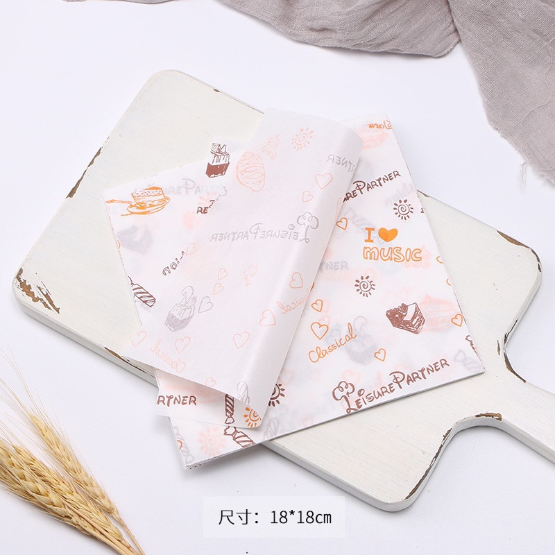Giấy lót thấm dầu hình báo vuông 18 x 18cm lót hộp bento hộp bánh các loại