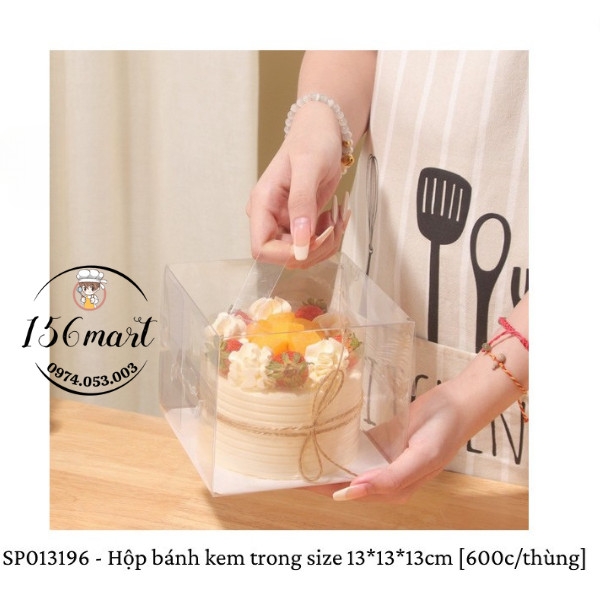 Set 10 hộp bánh kem mica trong suốt size 13*13*13cm