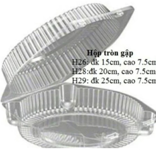 50-100 Hộp Nhựa Đựng Bánh Bông Lan Tròn H26 - H28 – H29