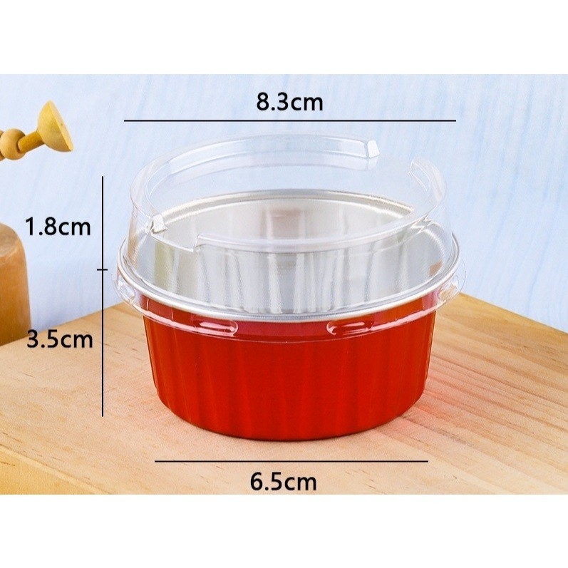 50 Cốc Nhôm Cốc Thiếc Đựng Bánh Tart Trứng, Nướng Bánh Trực Tiếp 125ml Kèm Nắp Trong [8435]
