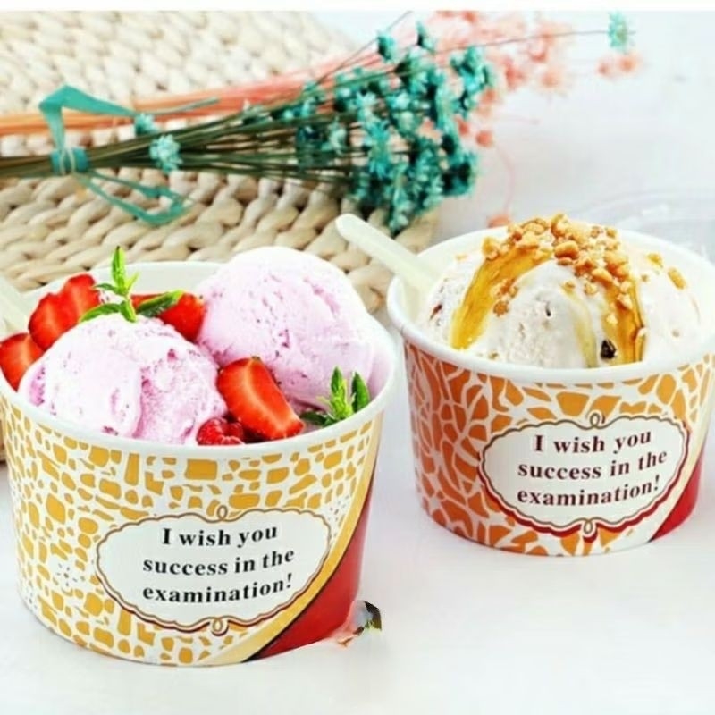 SET 50-100 LY GIẤY ĐỰNG KEM TƯƠI XINH XẮN, GIỮ LẠNH LÂU, CỐC CỪU 240ML KÈM NẮP CẦU