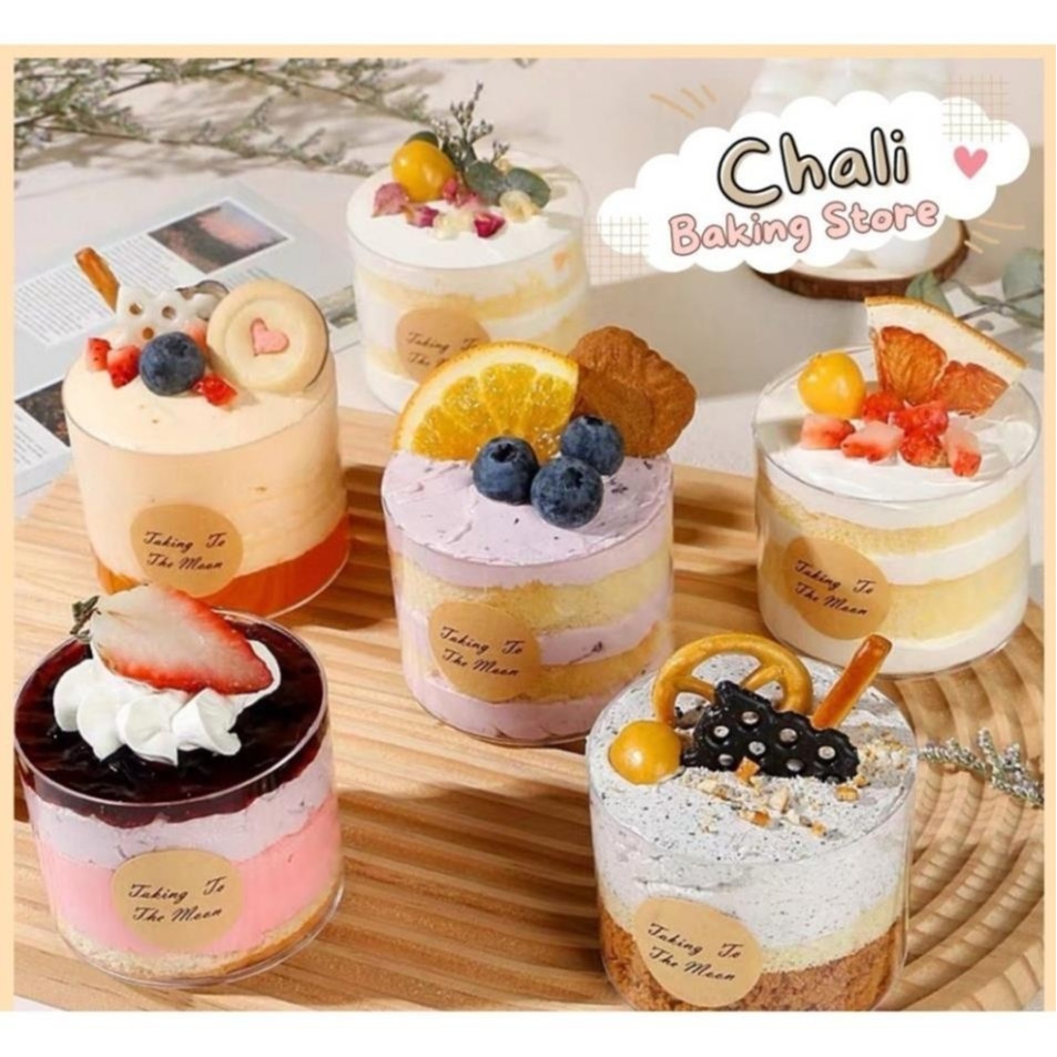 10 Cốc nhựa tròn 200ml GD2017 có nắp - đựng bánh lạnh, mousse ( 8,2 x 5,7 x 7,8 cm ) -156MART