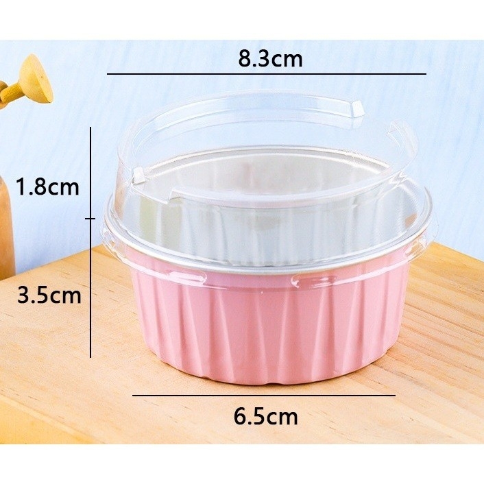 50 Cốc Nhôm Cốc Thiếc Đựng Bánh Tart Trứng, Nướng Bánh Trực Tiếp 125ml Kèm Nắp Trong [8435]