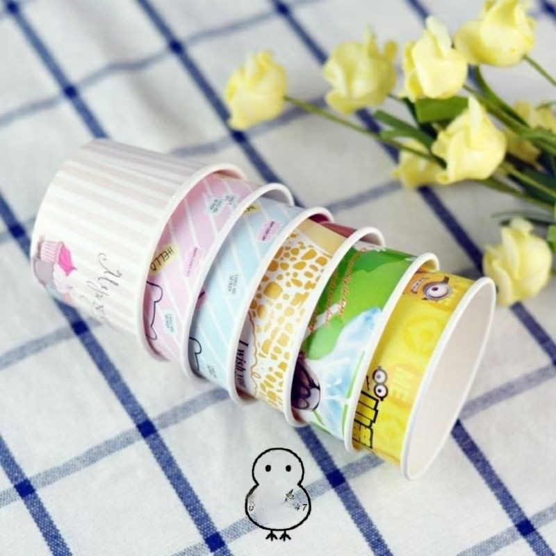 SET 50-100 LY GIẤY ĐỰNG KEM TƯƠI XINH XẮN, GIỮ LẠNH LÂU, CỐC CỪU 240ML KÈM NẮP CẦU