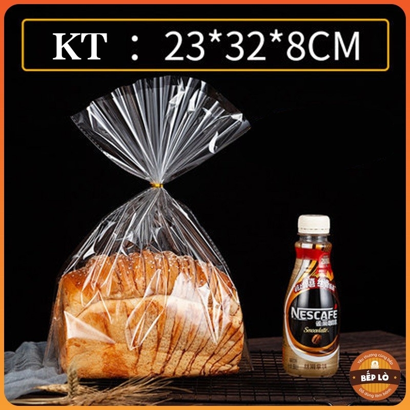 Set 50 Túi bánh mì trong suốt , túi đóng gói trái cây sấy khô kèm dây cột