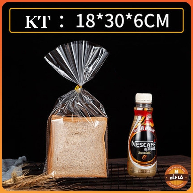 Set 50 Túi bánh mì trong suốt , túi đóng gói trái cây sấy khô kèm dây cột